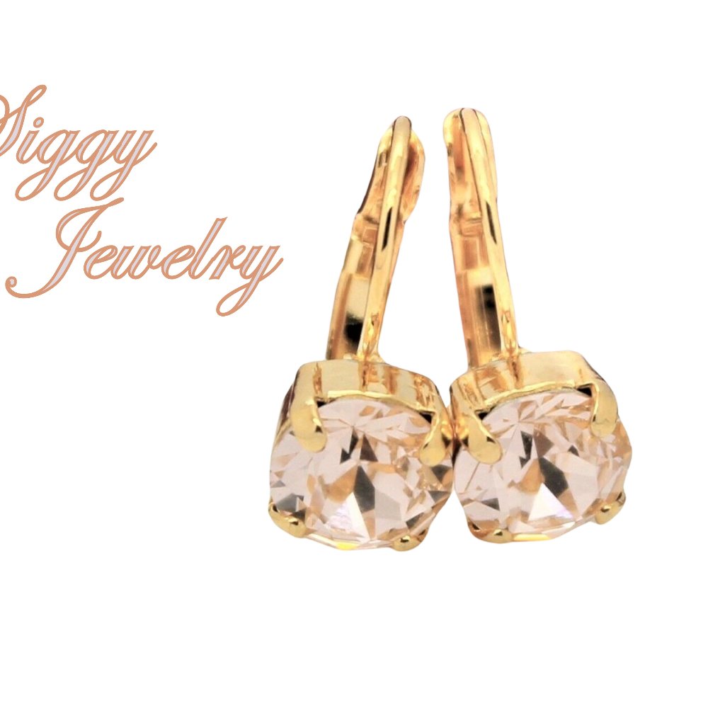 Elegant 8mm Swarovski Silk Crystal Lever Back Earrings In Multiple Finishes